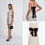 Sparkly Dress with A Bow Velvet Knot